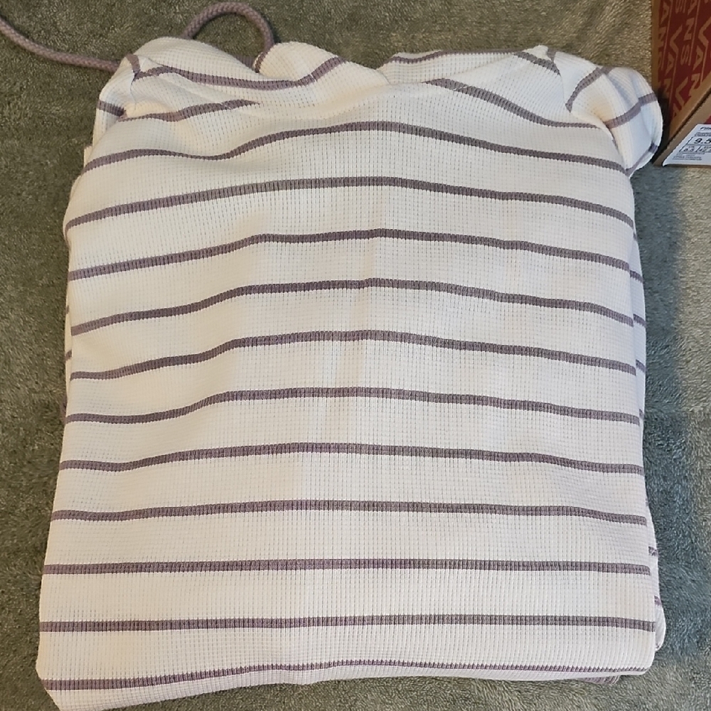 Max Mia Striped White and Purple Hoodie with Pockets and Pants